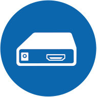 Icon eines HDMI-Extenders in Blau-Weiß